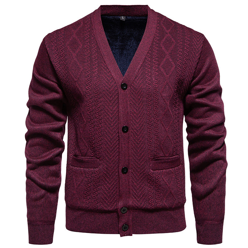 Herren klassische Strickjacke mit strukturiertem Design und praktischen Taschen R&B