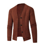 Damen gestreifte Strickjacke mit modischem Schnitt und praktischen Taschen R&B