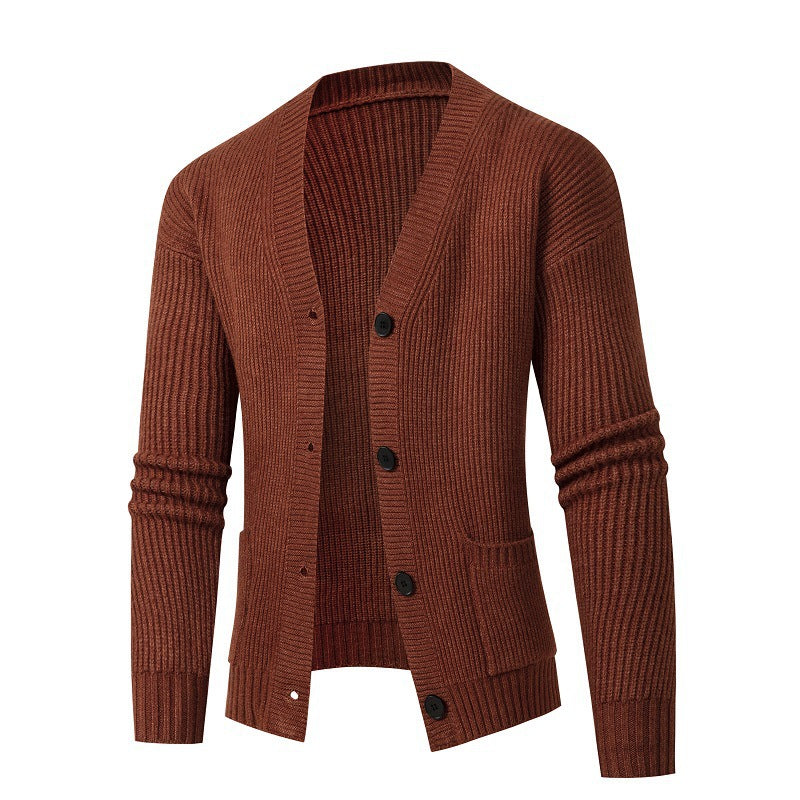Damen gestreifte Strickjacke mit modischem Schnitt und praktischen Taschen R&B