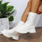 Damen Schnürboots mit robustem Plateau und seitlichem Reißverschluss R&B
