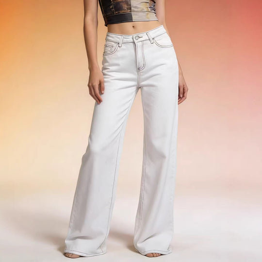 Damen Flared Jeans mit hohem Bund und eleganten Nahtdetails R&B