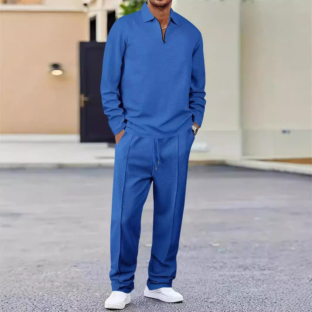 Herren Sportliches Relaxed-Fit Freizeitset mit Stehkragen R&B
