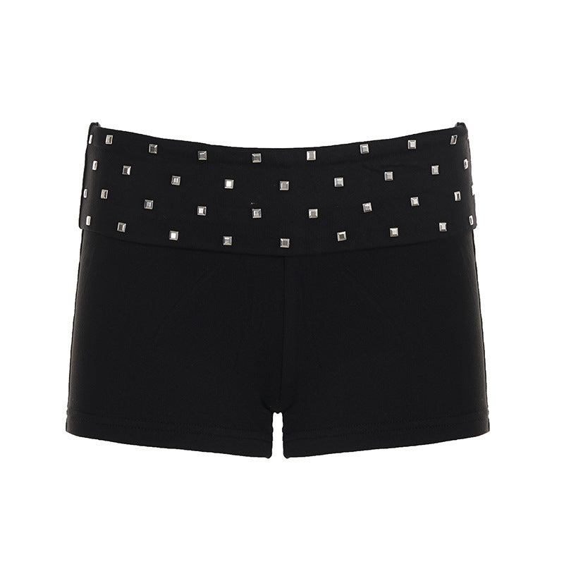 Damen modische Shorts mit glitzerndem Steinbesatz R&B