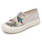Damen Slip-On Schuhe mit buntem Schmetterlingsmuster und rutschfester Sohle R&B