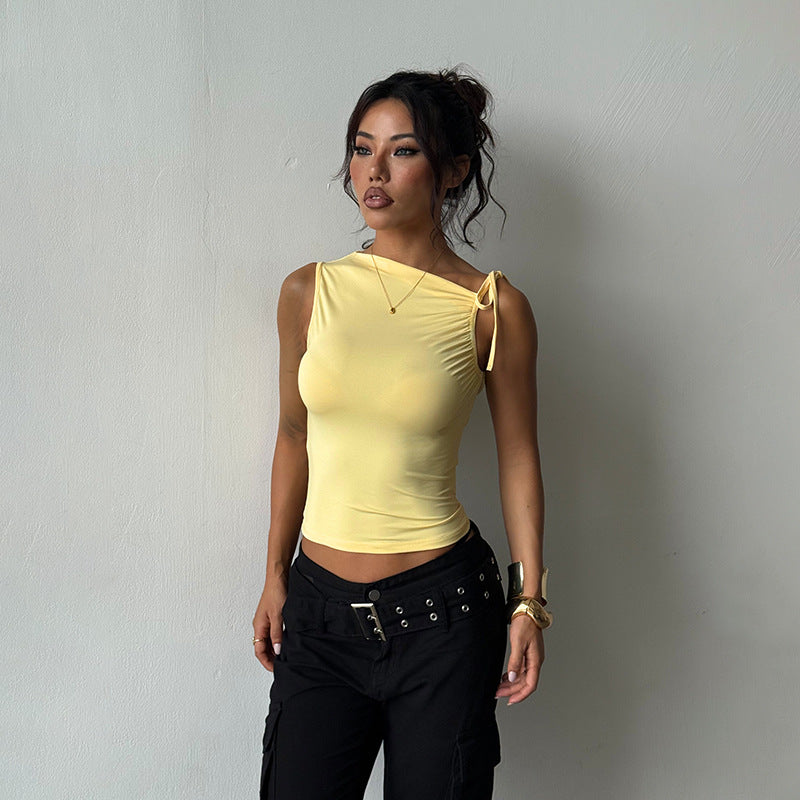 Damen Figurbetontes Top mit feinen Rüschendetails R&B