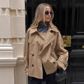 Damen Übergröße Trenchcoatjacke mit doppelter Knopfleiste und lässigem Schnitt R&B