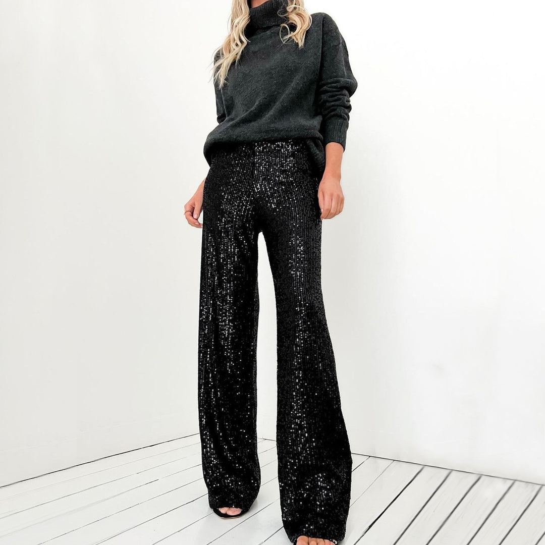 Damen Glitzernde Palazzo-Hose mit weitem Bein R&B