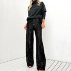 Damen Glitzernde Palazzo-Hose mit weitem Bein R&B