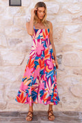Damen Maxikleid mit Blumenmuster und verstellbaren Spaghettiträgern R&B