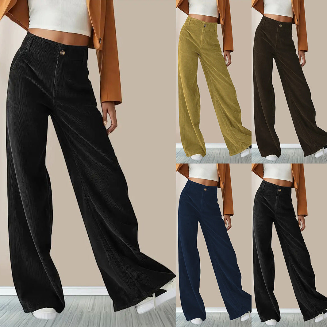 Damen Weit geschnittene Stoffhose mit hohem Bund und praktischen Taschen R&B