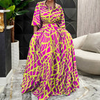Damen Maxikleid mit überschnittenen Ärmeln und weitem Rock R&B