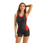 Damen Sportlicher Einteiler mit Reißverschluss und Farbblock-Design R&B