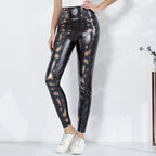 Damen Leggings im edlen Schlangenmuster mit hohem Bund