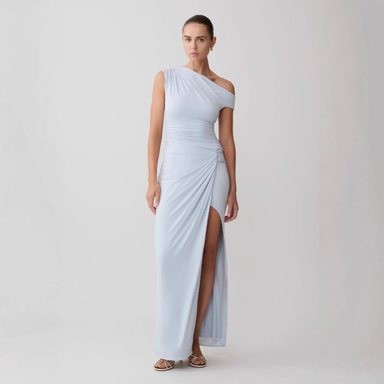 Damen Elegantes Maxi-Kleid mit One-Shoulder Design und hohem Schlitz R&B