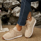 Damen Sneakers mit filigranem Häkeldesign und bequemem Fußbett R&B