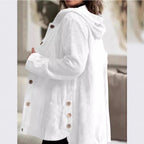Damen Lässige cordjacke mit Kapuze und großen Knöpfen R&B