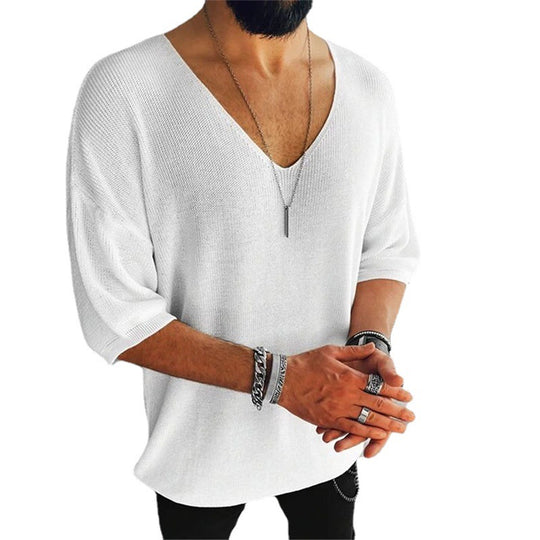 Herren Übergröße V-Ausschnitt Pullover R&B