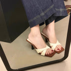 Damen Elegante Slingback Mules mit dekorativem Kreuzriemen und Absatz R&B