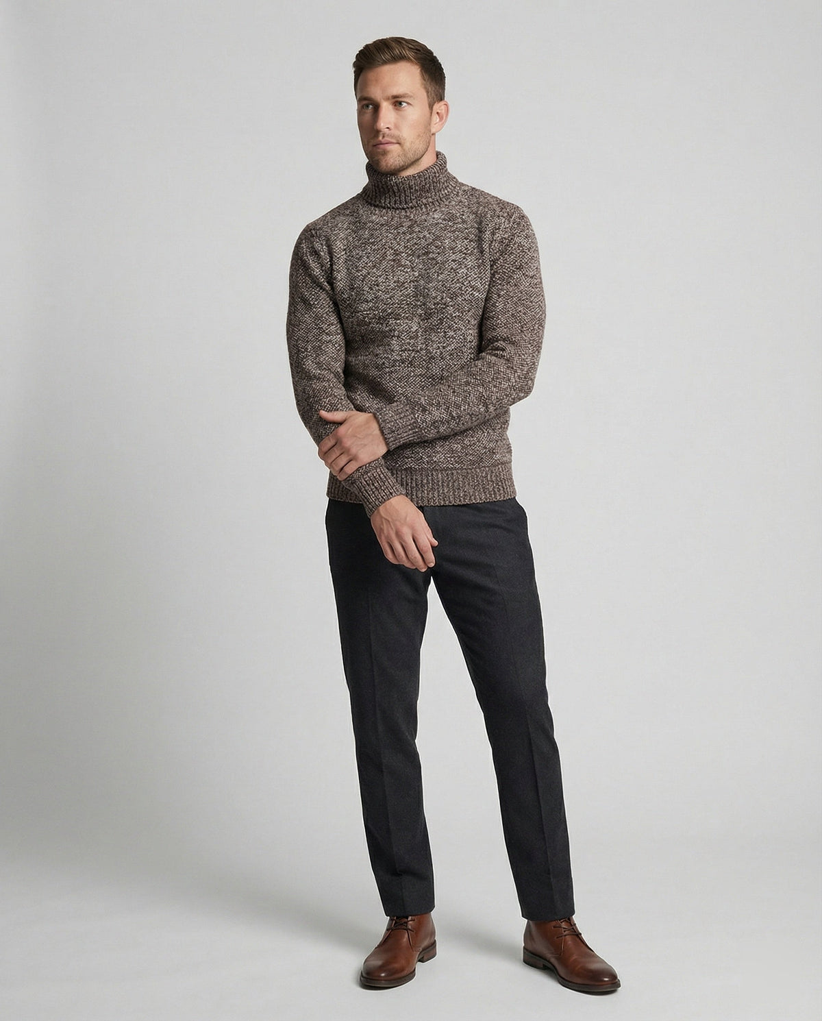 Herren Rollkragenpullover aus weicher Strickware R&B