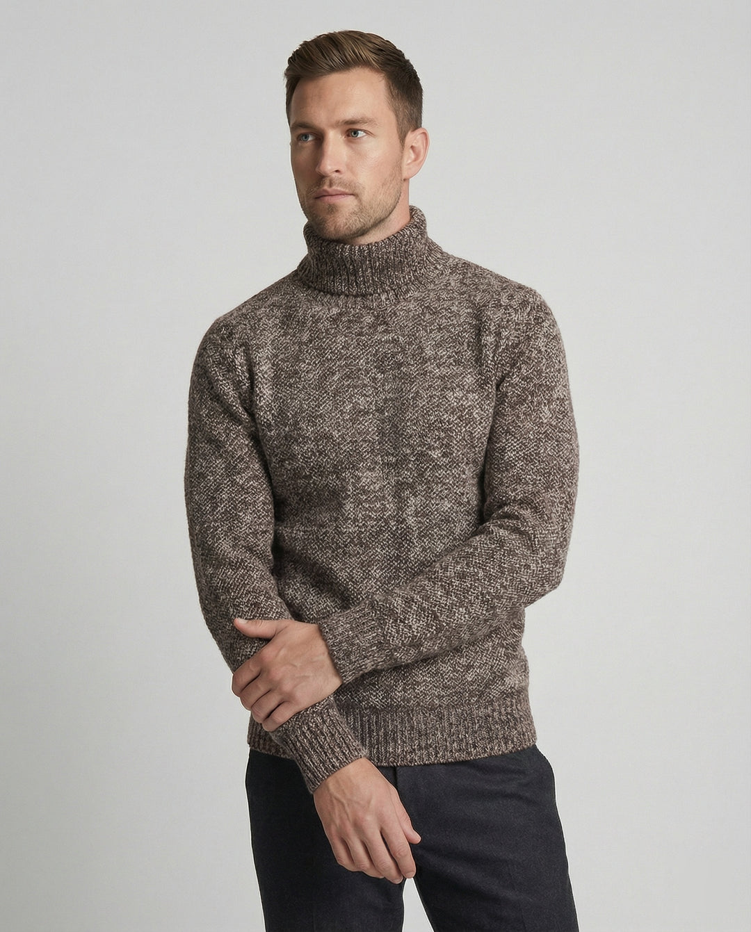 Herren Rollkragenpullover aus weicher Strickware R&B