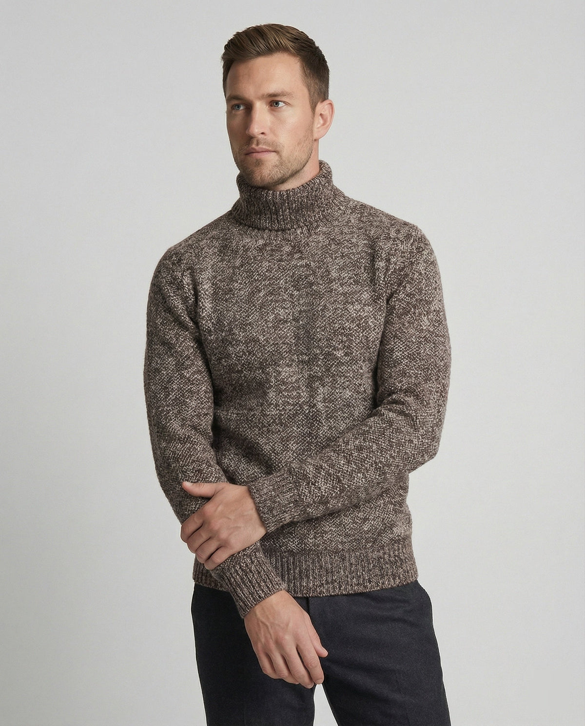 Herren Rollkragenpullover aus weicher Strickware R&B