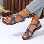Damen Rendier-Sandalen mit dekorativen Beaded-Details und verstellbarem Riemen R&B