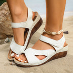 Damen Keil-Sandalen mit verstellbarem Riemen und offenen Zehen R&B