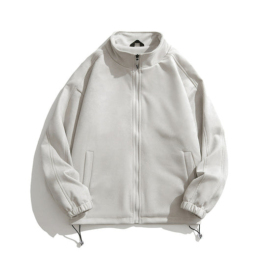 Damen sportliche Fleece-Jacke mit hohem Kragen und seitlichen Reißverschlusstaschen R&B
