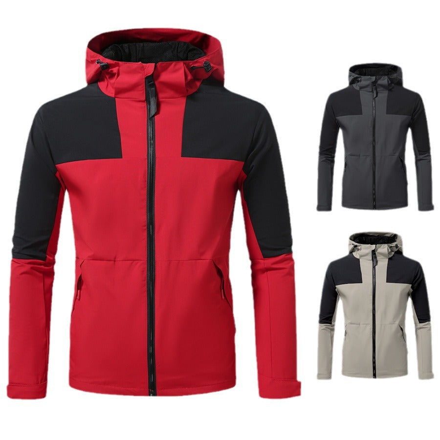 Herren funktionale Outdoor-Jacke mit verstellbarem Kapuzenbereich R&B