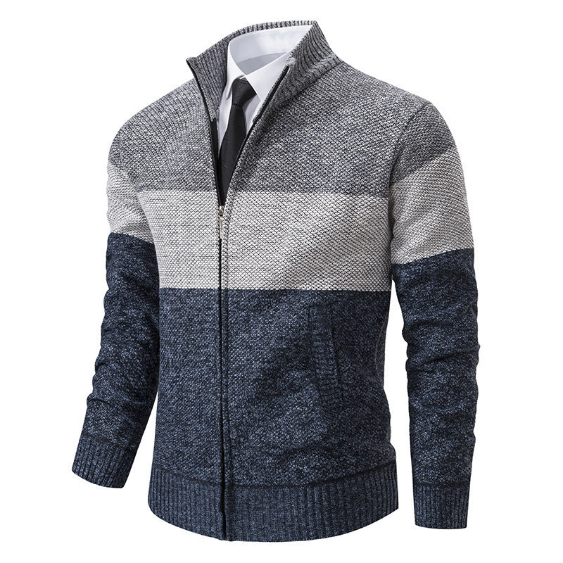 Herren modische Strickjacke mit strukturiertem Farbblockdesign R&B
