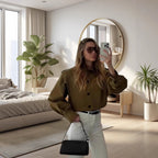 Damen Modische Oversized-Jacke mit strukturierten Ärmeln und Knopfdetail R&B