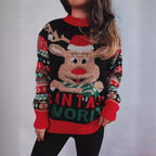 Damen Weihnachts-Pullover mit festlichem Rentier-Motiv und bunten Mustern R&B