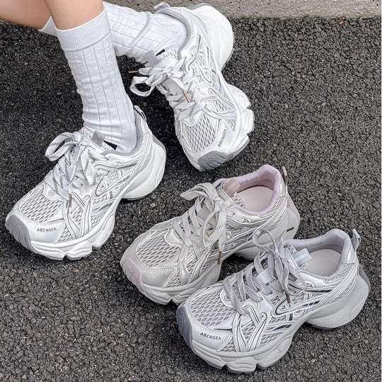 Damen Sportliche Casual Sneakers mit atmungsaktivem Obermaterial und dämpfender Sohle R&B