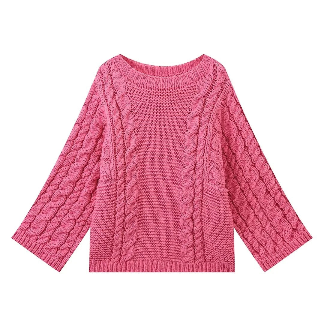 Damen Strickpullover mit lockerer Schnittführung und geflochtenem Design R&B
