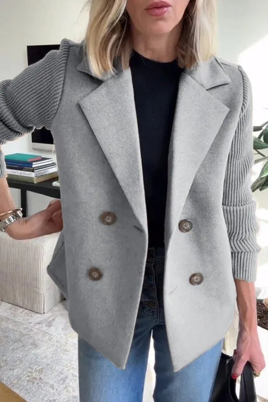 Damen Modischer Oversized-Blazer mit Doppelreihe R&B