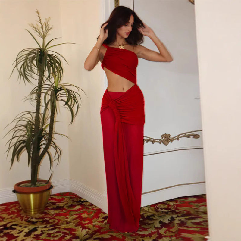 Damen Elegantes Wickelkleid mit asymmetrischem Schnitt und Raffung R&B