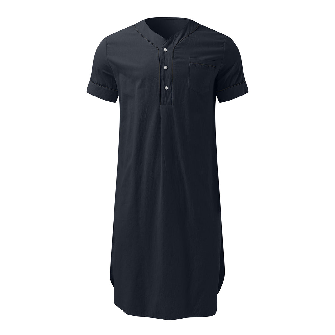 Damen Kurzarm-Kleid mit modernem Stehkragen und praktischer Knopfleiste R&B