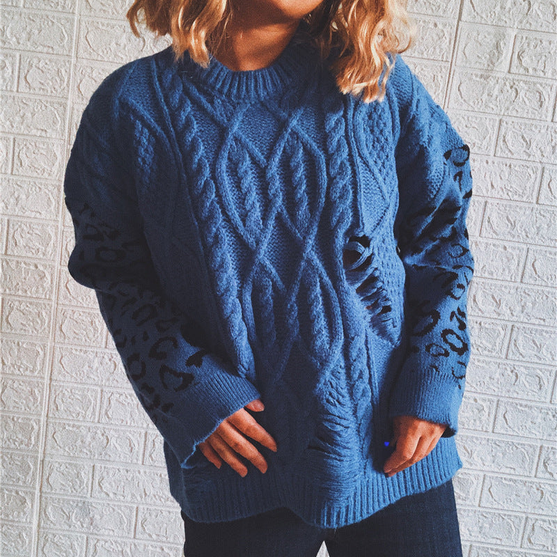 Damen lässiger Strickpullover mit modernem Muster und einzigartigen Details R&B