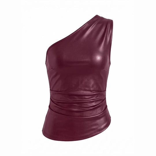 Damen asymmetrisches Top aus Kunstleder R&B