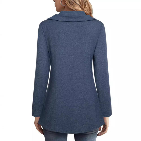 Damen Elegante Bluse mit asymmetrischem Saum und Kragen R&B