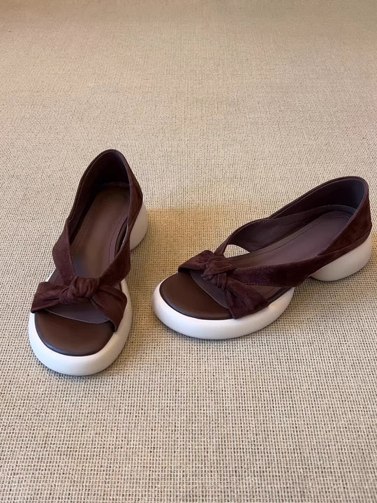 Damen Sandalen mit dekorativem Knoten und komfortabler Sohle R&B
