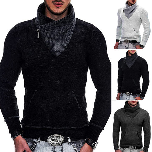 Herren modischer Pullover mit breitem Kragen und innovativer Zip-Detail R&B