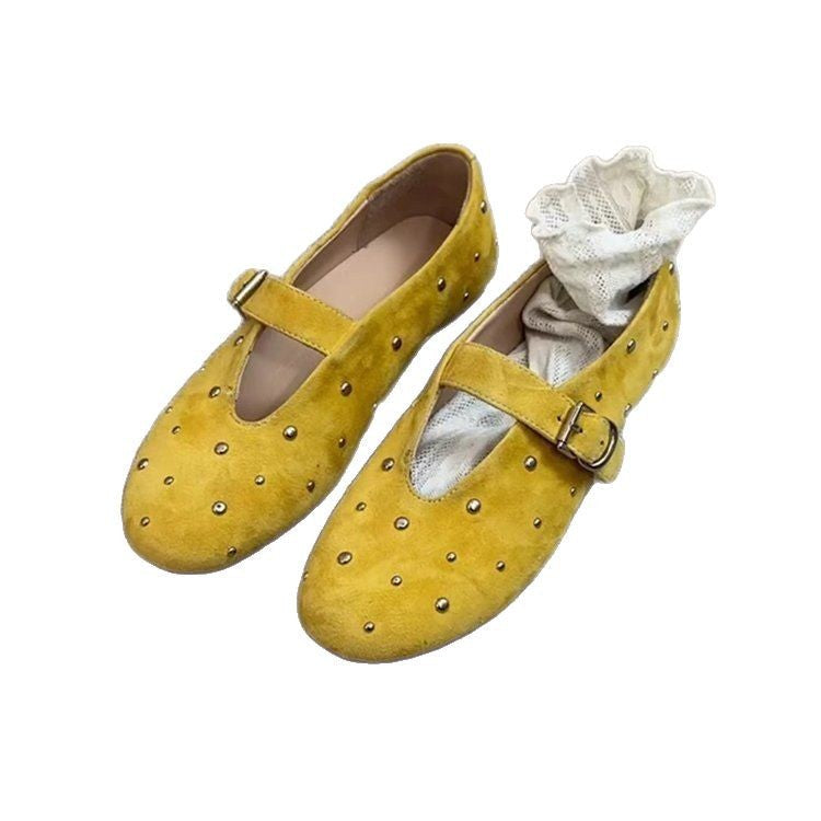 Damen elegante Ballerinas mit dekorativen Schmucksteinen und modischem Riemchen R&B