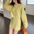 Damen Strick-Set mit cropped Pullover und Minirock