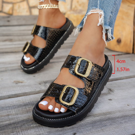 Damen Komfortable Sandalen mit modischen Schnallenapplikationen R&B