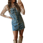 Damen Denim Kleid mit Knopfleiste und klassischem Schnitt R&B