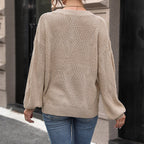 Damen Strickpullover mit feinem Lochmuster und lässigem Schnitt