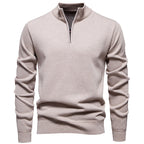 Herren feiner Strickpullover mit kurzem Reißverschluss und hohem Kragen R&B