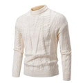 Herren Strickpullover mit Zopfmuster und hohem Kragen R&B