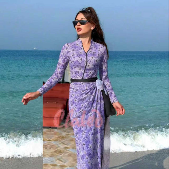 Damen elegantes Strandkleid mit floralem Muster R&B